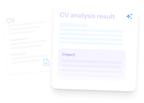 CV analysis illustration showing a CV document transforming into an analysis report
